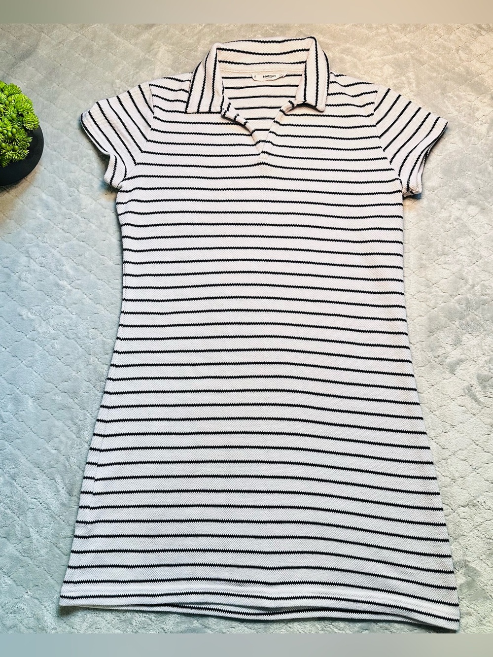 ✨ Old Money Coastal Quiet Luxury Striped Polo Sweater Dress Mango sz S